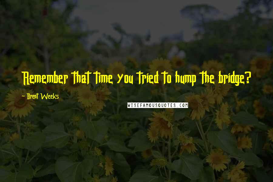 Brent Weeks Quotes: Remember that time you tried to hump the bridge?