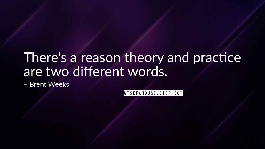 Brent Weeks Quotes: There's a reason theory and practice are two different words.
