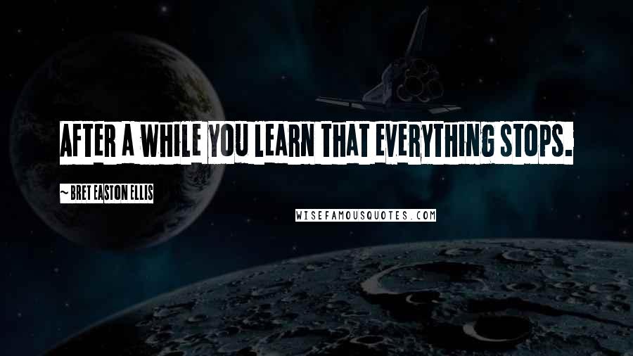 Bret Easton Ellis Quotes: After a while you learn that everything stops.