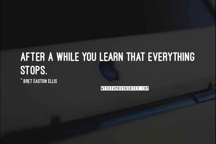 Bret Easton Ellis Quotes: After a while you learn that everything stops.