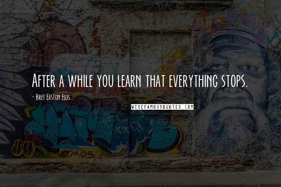 Bret Easton Ellis Quotes: After a while you learn that everything stops.