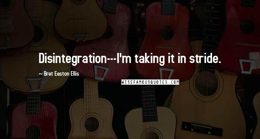 Bret Easton Ellis Quotes: Disintegration---I'm taking it in stride.