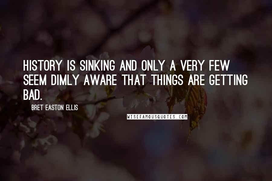 Bret Easton Ellis Quotes: History is sinking and only a very few seem dimly aware that things are getting bad.