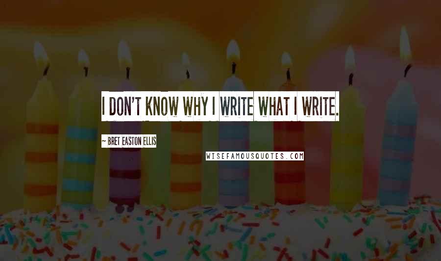 Bret Easton Ellis Quotes: I don't know why I write what I write.