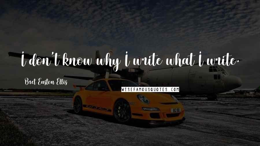 Bret Easton Ellis Quotes: I don't know why I write what I write.