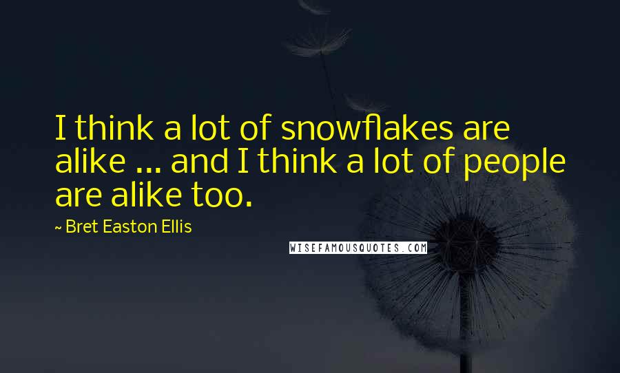 Bret Easton Ellis Quotes: I think a lot of snowflakes are alike ... and I think a lot of people are alike too.