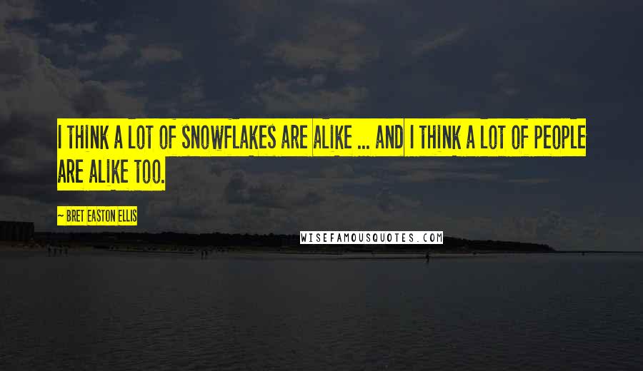 Bret Easton Ellis Quotes: I think a lot of snowflakes are alike ... and I think a lot of people are alike too.