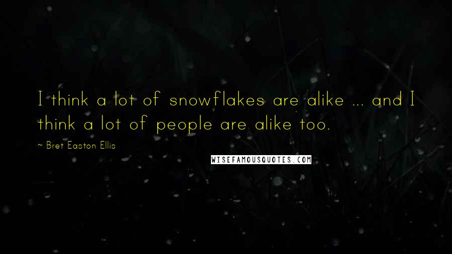 Bret Easton Ellis Quotes: I think a lot of snowflakes are alike ... and I think a lot of people are alike too.