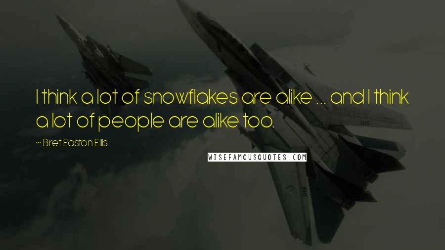 Bret Easton Ellis Quotes: I think a lot of snowflakes are alike ... and I think a lot of people are alike too.