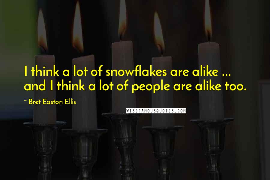 Bret Easton Ellis Quotes: I think a lot of snowflakes are alike ... and I think a lot of people are alike too.