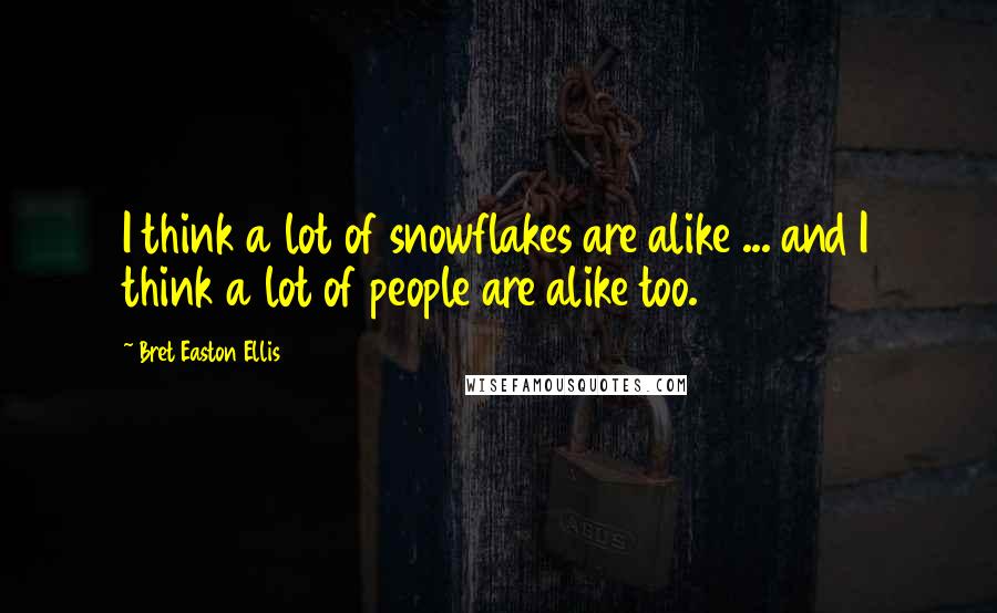 Bret Easton Ellis Quotes: I think a lot of snowflakes are alike ... and I think a lot of people are alike too.