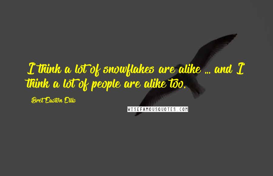 Bret Easton Ellis Quotes: I think a lot of snowflakes are alike ... and I think a lot of people are alike too.