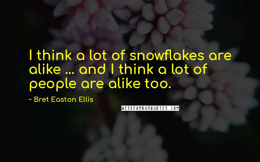 Bret Easton Ellis Quotes: I think a lot of snowflakes are alike ... and I think a lot of people are alike too.