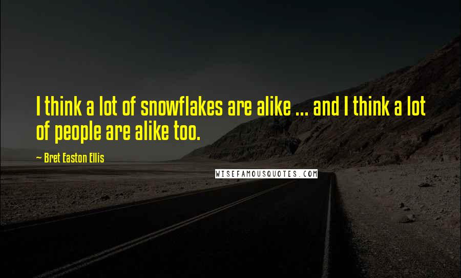 Bret Easton Ellis Quotes: I think a lot of snowflakes are alike ... and I think a lot of people are alike too.