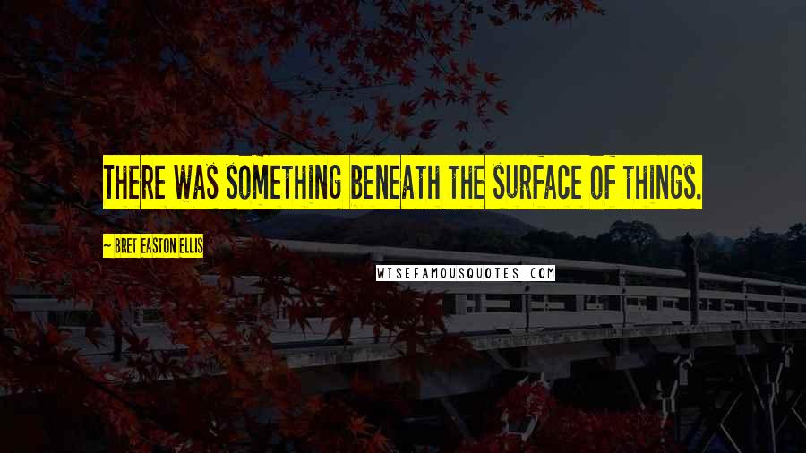 Bret Easton Ellis Quotes: There was something beneath the surface of things.