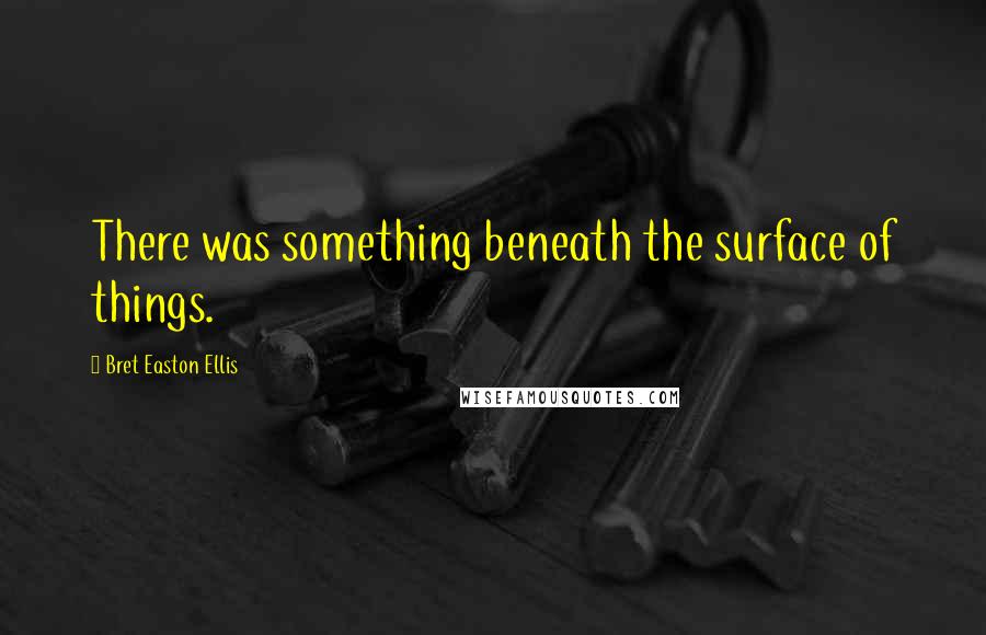 Bret Easton Ellis Quotes: There was something beneath the surface of things.