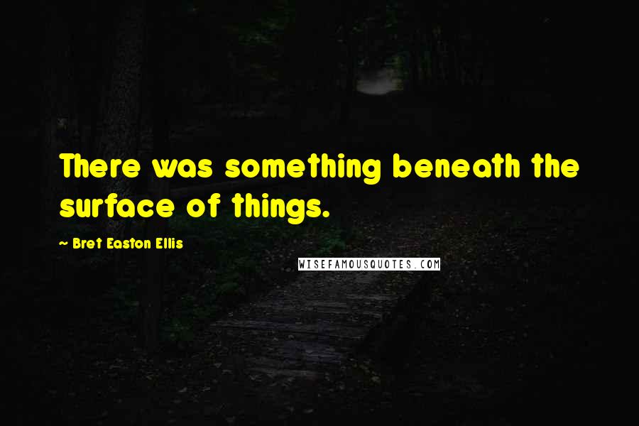 Bret Easton Ellis Quotes: There was something beneath the surface of things.