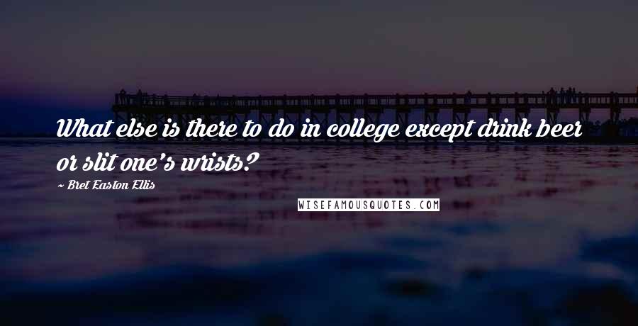 Bret Easton Ellis Quotes: What else is there to do in college except drink beer or slit one's wrists?