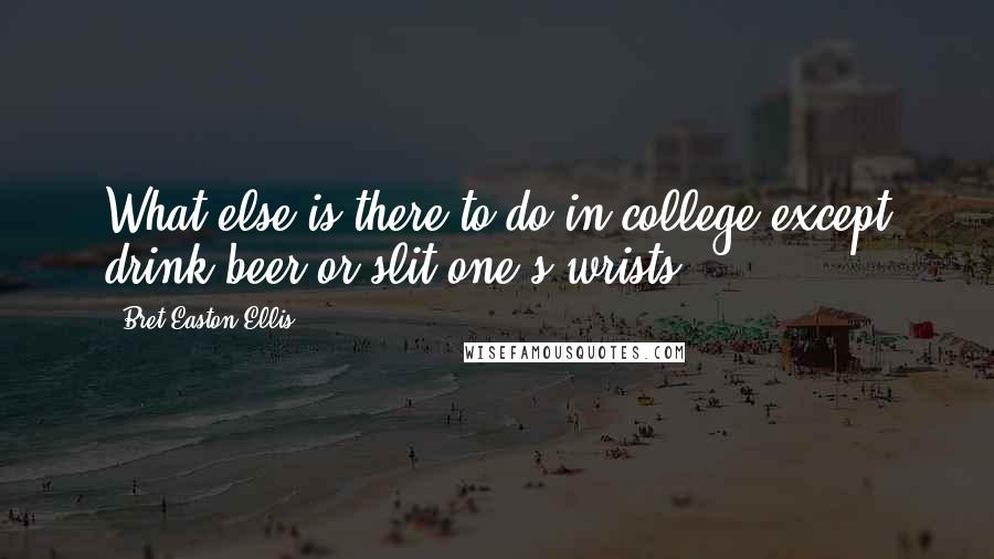 Bret Easton Ellis Quotes: What else is there to do in college except drink beer or slit one's wrists?