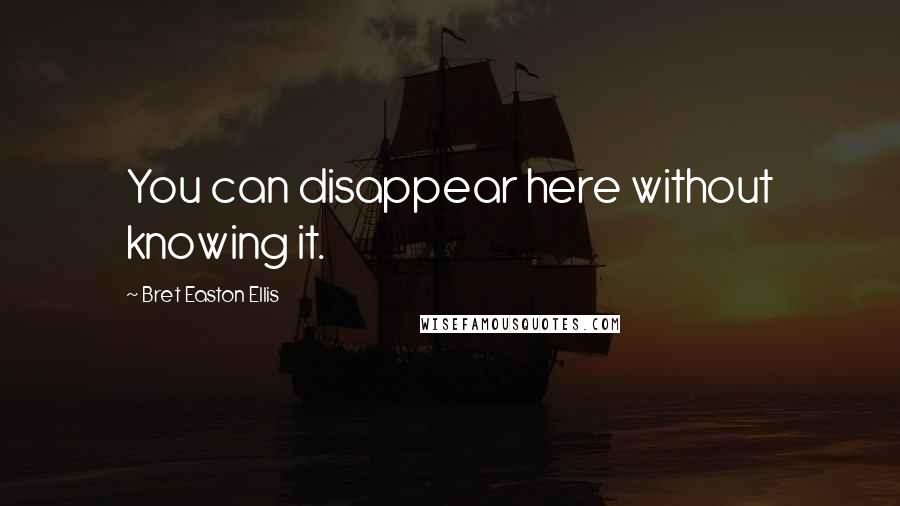 Bret Easton Ellis Quotes: You can disappear here without knowing it.