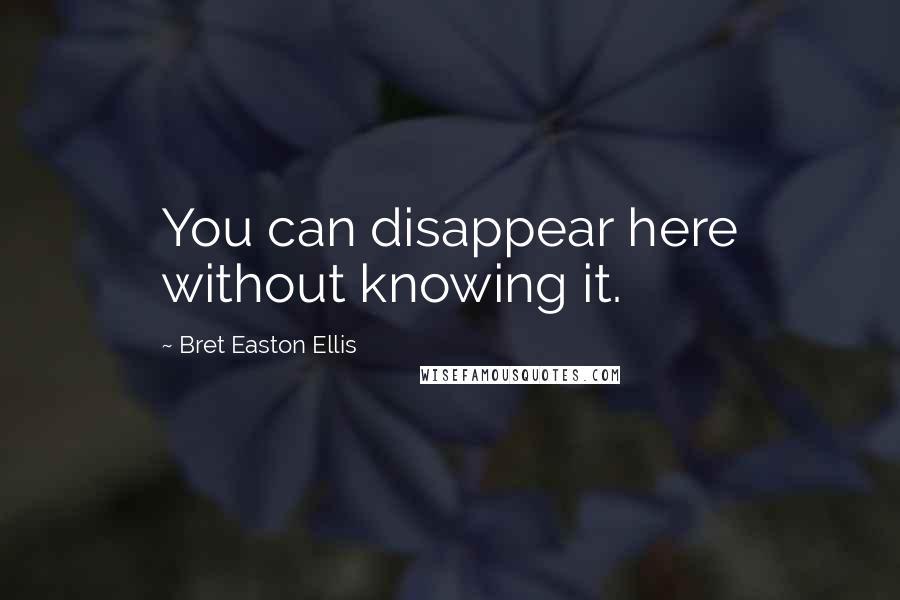 Bret Easton Ellis Quotes: You can disappear here without knowing it.