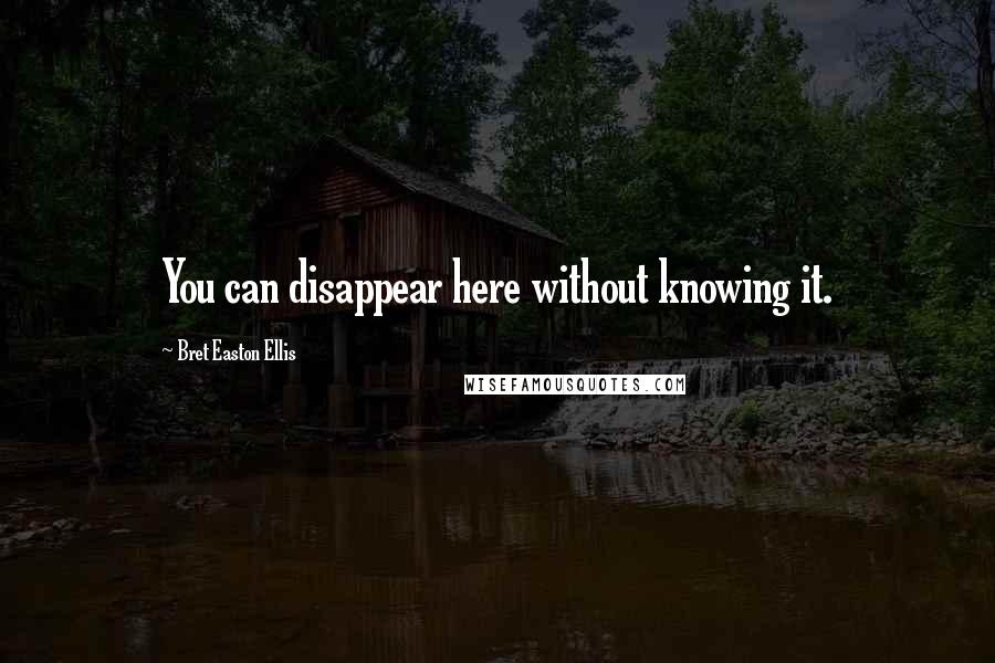 Bret Easton Ellis Quotes: You can disappear here without knowing it.