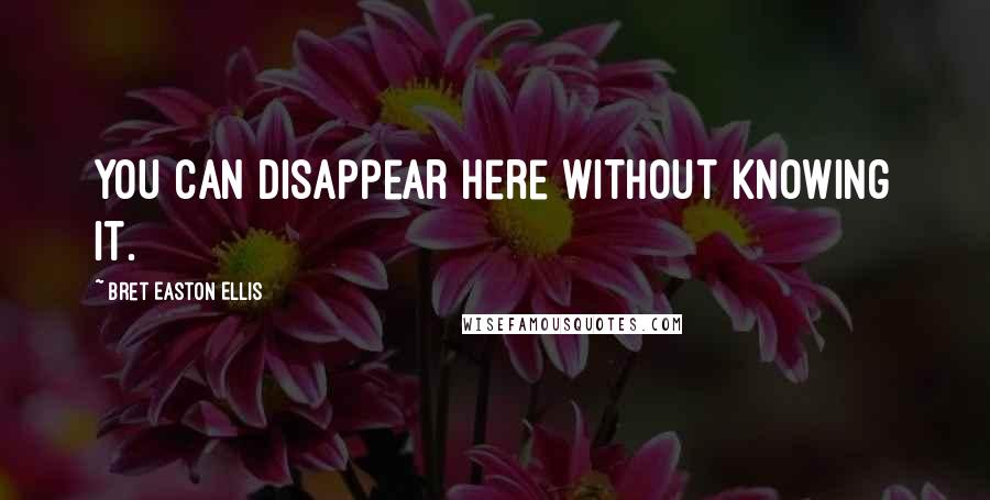 Bret Easton Ellis Quotes: You can disappear here without knowing it.