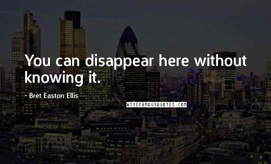 Bret Easton Ellis Quotes: You can disappear here without knowing it.