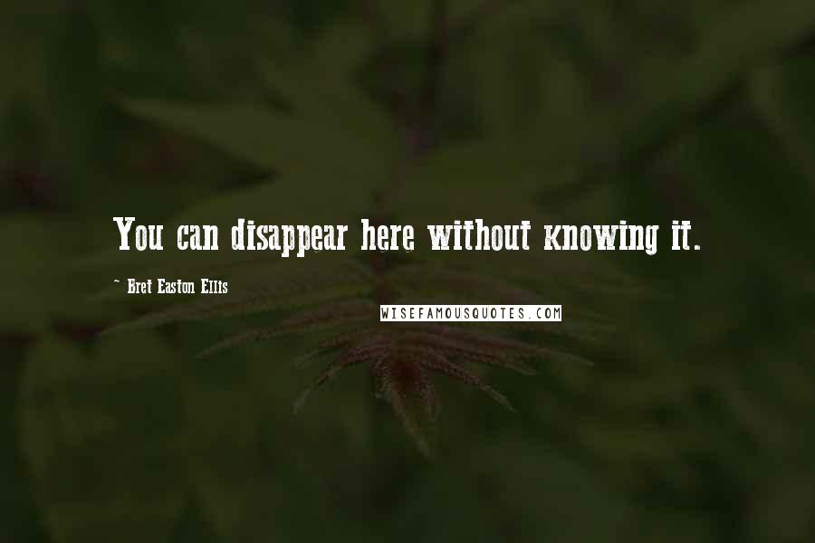 Bret Easton Ellis Quotes: You can disappear here without knowing it.