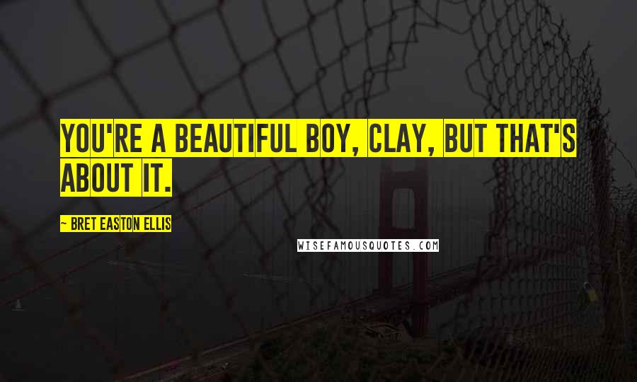 Bret Easton Ellis Quotes: You're a beautiful boy, Clay, but that's about it.