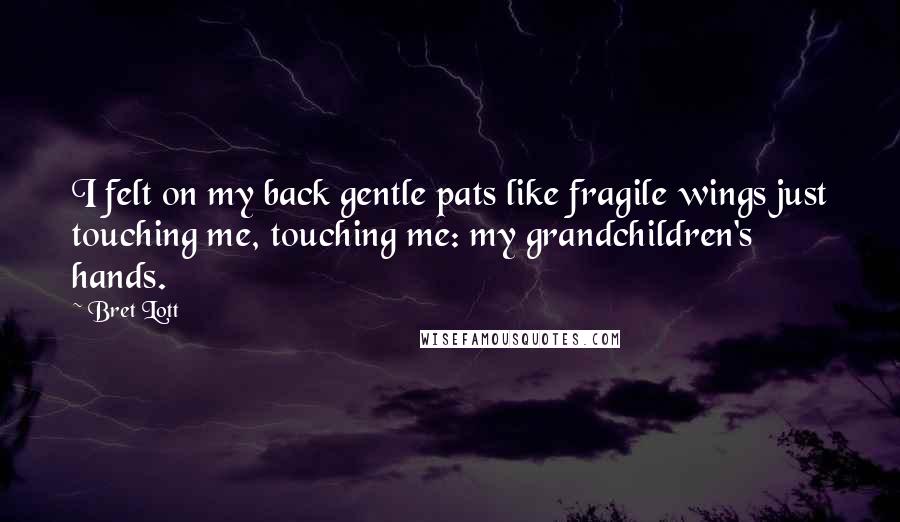 Bret Lott Quotes: I felt on my back gentle pats like fragile wings just touching me, touching me: my grandchildren's hands.