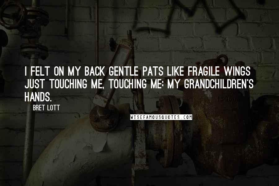 Bret Lott Quotes: I felt on my back gentle pats like fragile wings just touching me, touching me: my grandchildren's hands.