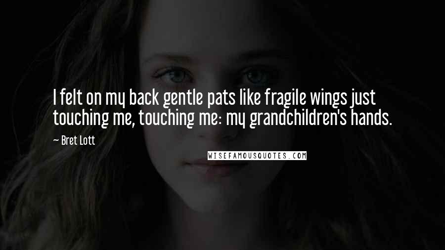 Bret Lott Quotes: I felt on my back gentle pats like fragile wings just touching me, touching me: my grandchildren's hands.
