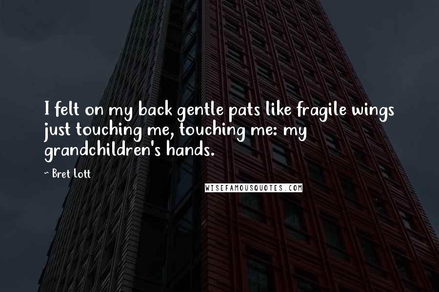 Bret Lott Quotes: I felt on my back gentle pats like fragile wings just touching me, touching me: my grandchildren's hands.