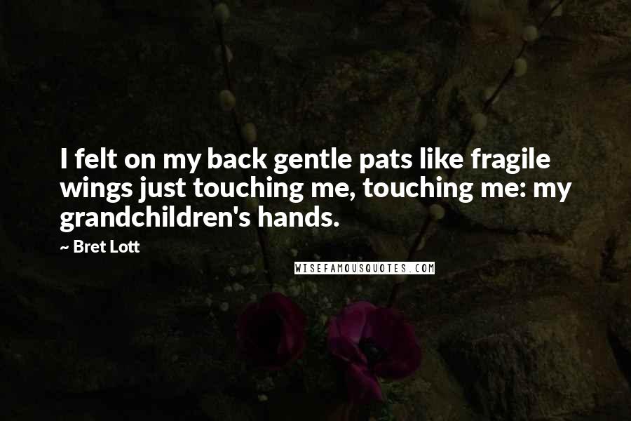 Bret Lott Quotes: I felt on my back gentle pats like fragile wings just touching me, touching me: my grandchildren's hands.