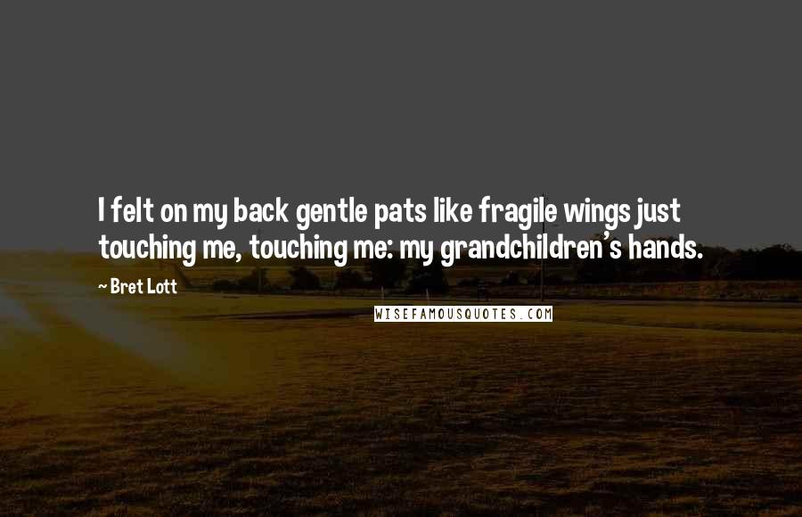 Bret Lott Quotes: I felt on my back gentle pats like fragile wings just touching me, touching me: my grandchildren's hands.