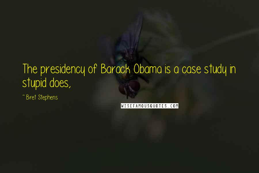 Bret Stephens Quotes: The presidency of Barack Obama is a case study in stupid does,