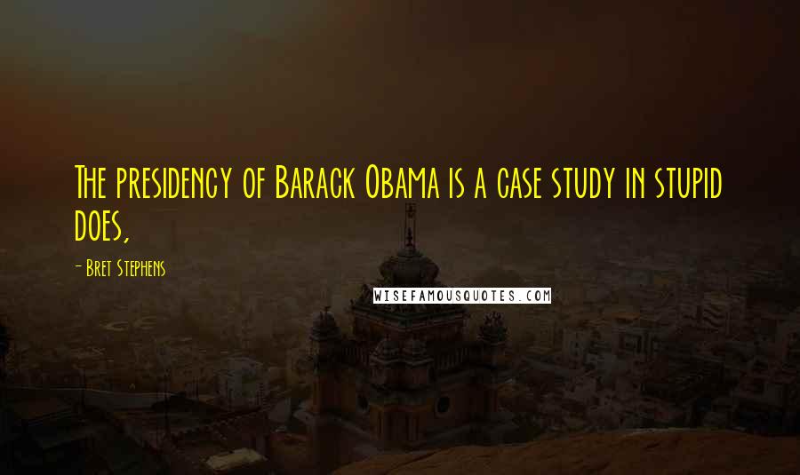 Bret Stephens Quotes: The presidency of Barack Obama is a case study in stupid does,