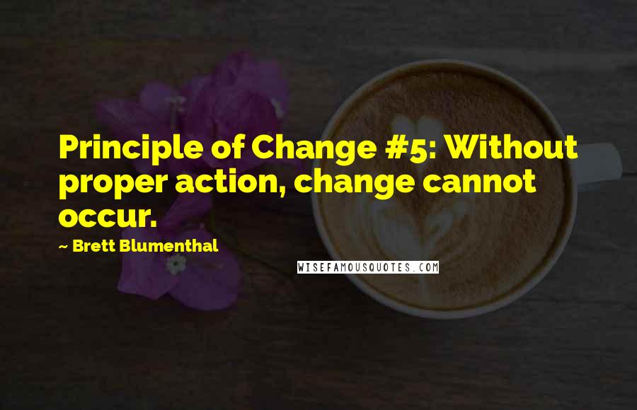 Brett Blumenthal Quotes: Principle of Change #5: Without proper action, change cannot occur.