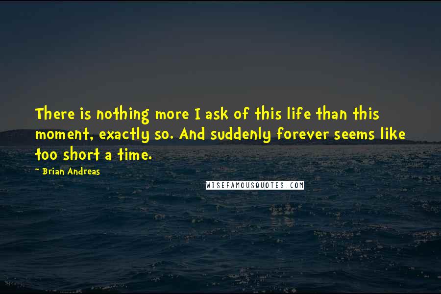 Brian Andreas Quotes: There is nothing more I ask of this life than this moment, exactly so. And suddenly forever seems like too short a time.