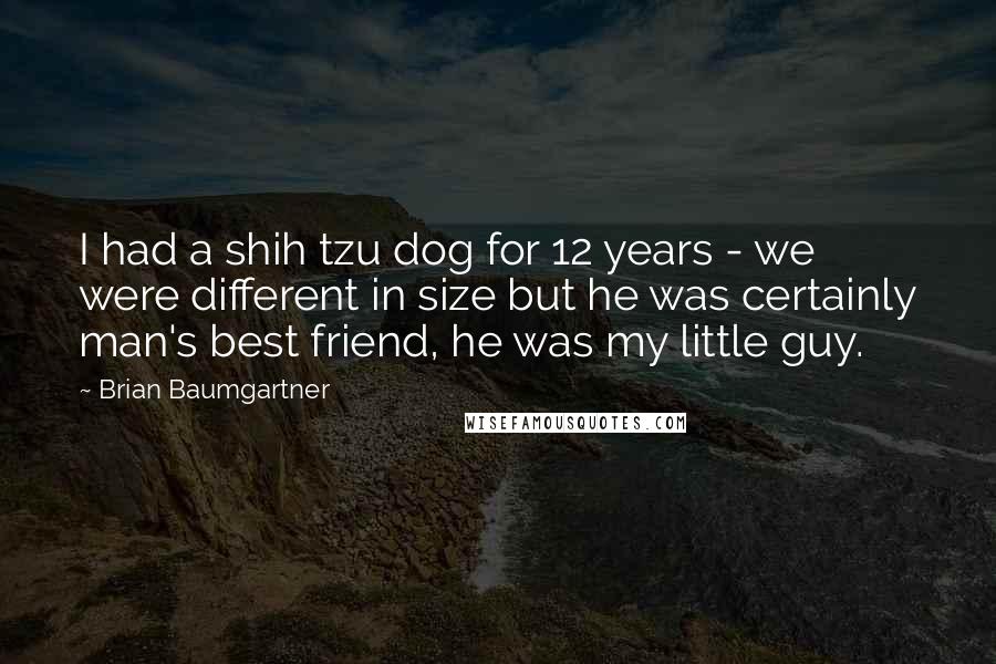 Brian Baumgartner Quotes: I had a shih tzu dog for 12 years - we were different in size but he was certainly man's best friend, he was my little guy.