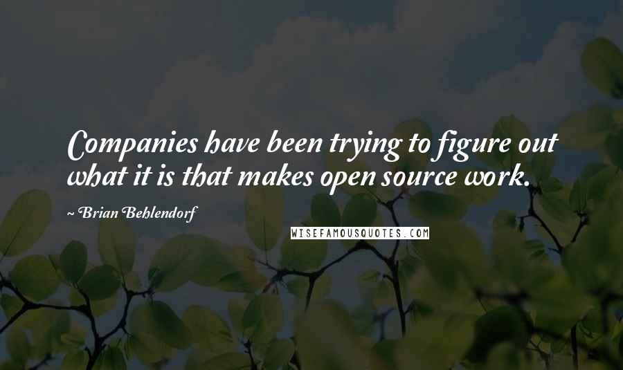 Brian Behlendorf Quotes: Companies have been trying to figure out what it is that makes open source work.