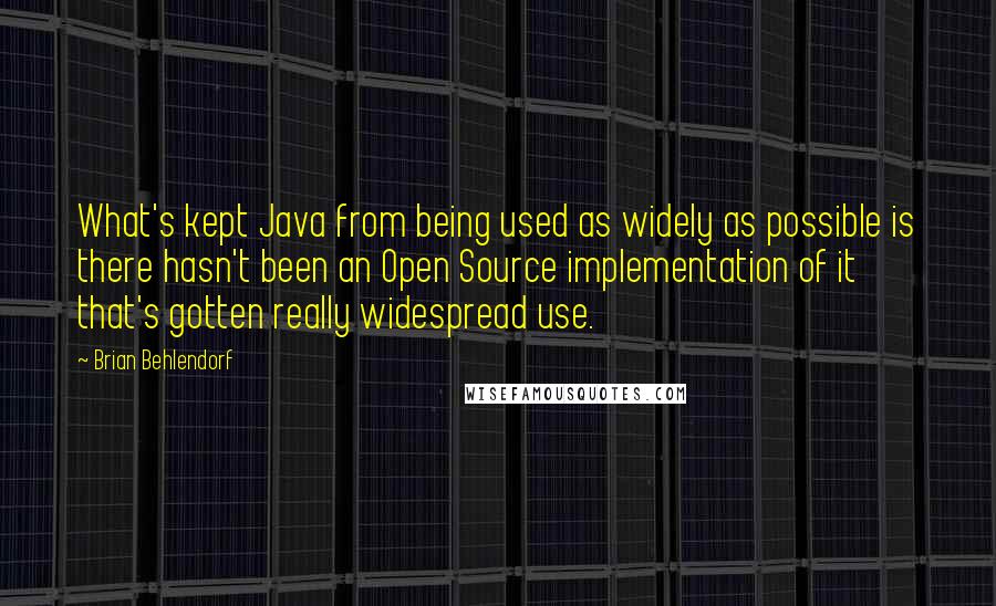 Brian Behlendorf Quotes: What's kept Java from being used as widely as possible is there hasn't been an Open Source implementation of it that's gotten really widespread use.