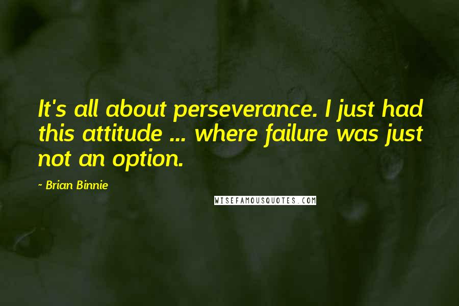 Brian Binnie Quotes: It's all about perseverance. I just had this attitude ... where failure was just not an option.