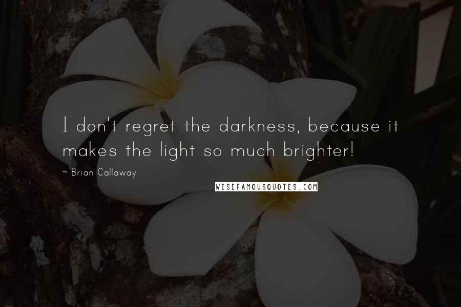 Brian Callaway Quotes: I don't regret the darkness, because it makes the light so much brighter!