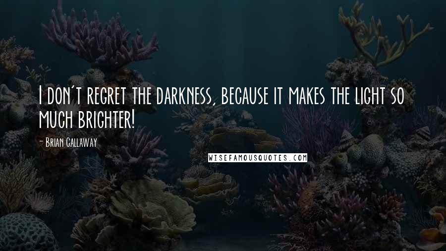 Brian Callaway Quotes: I don't regret the darkness, because it makes the light so much brighter!