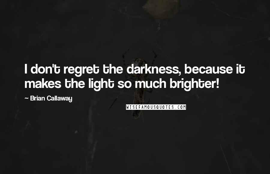 Brian Callaway Quotes: I don't regret the darkness, because it makes the light so much brighter!