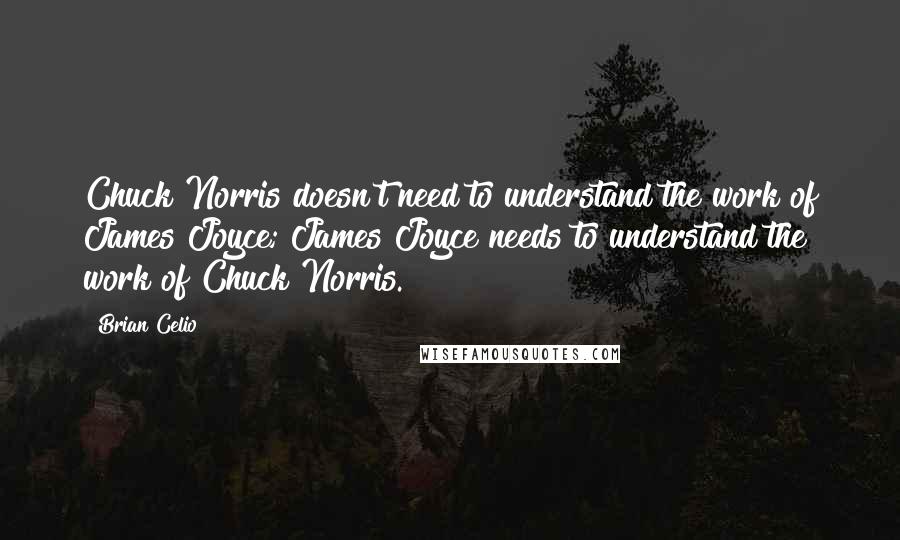 Brian Celio Quotes: Chuck Norris doesn't need to understand the work of James Joyce; James Joyce needs to understand the work of Chuck Norris.