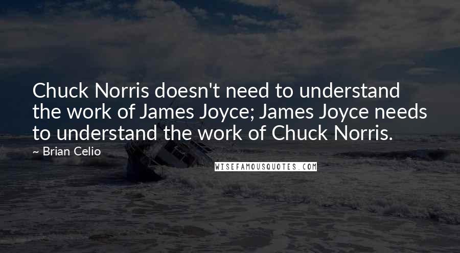 Brian Celio Quotes: Chuck Norris doesn't need to understand the work of James Joyce; James Joyce needs to understand the work of Chuck Norris.