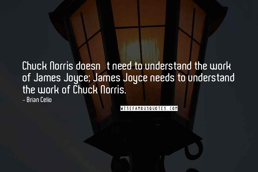 Brian Celio Quotes: Chuck Norris doesn't need to understand the work of James Joyce; James Joyce needs to understand the work of Chuck Norris.